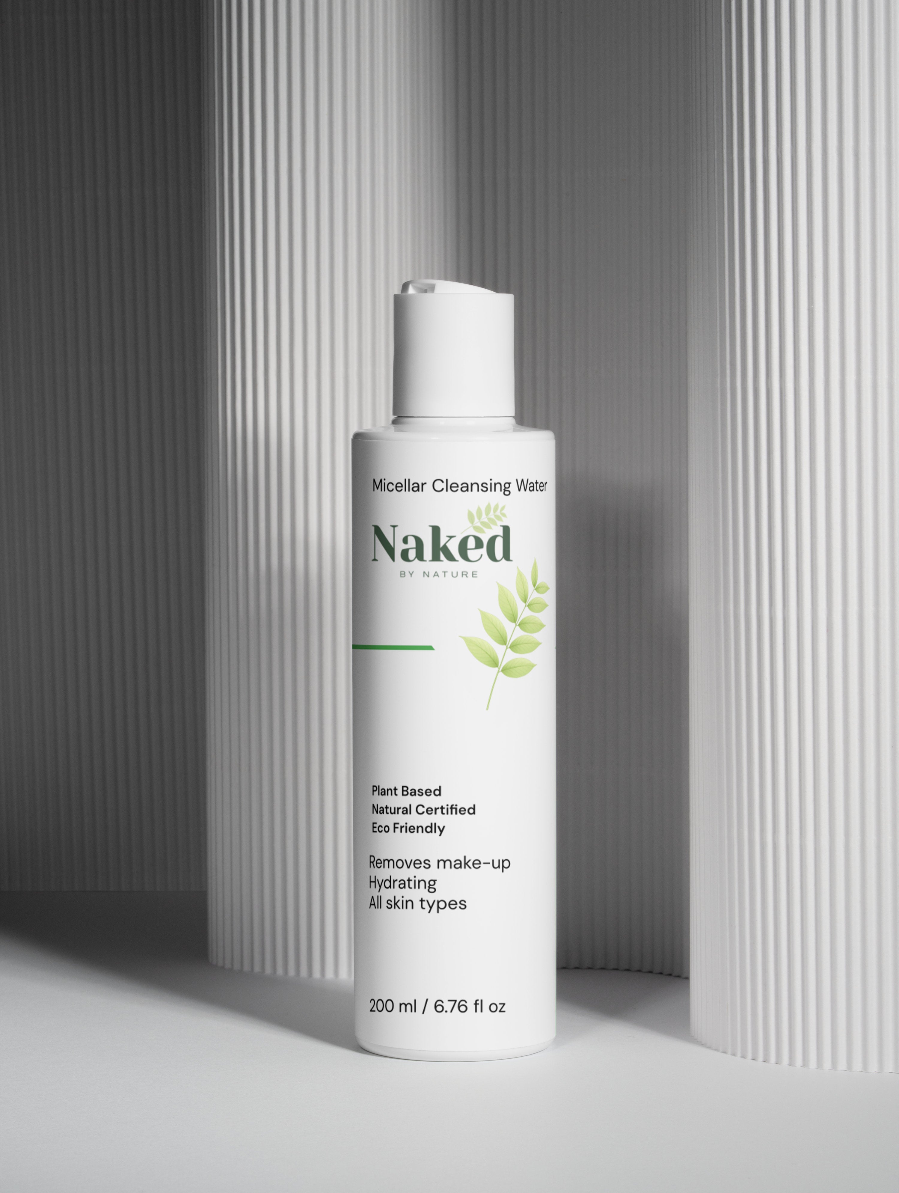 Naked by Nature Micellar Cleansing Water, plant-based, hydrating, removes makeup for all skin types