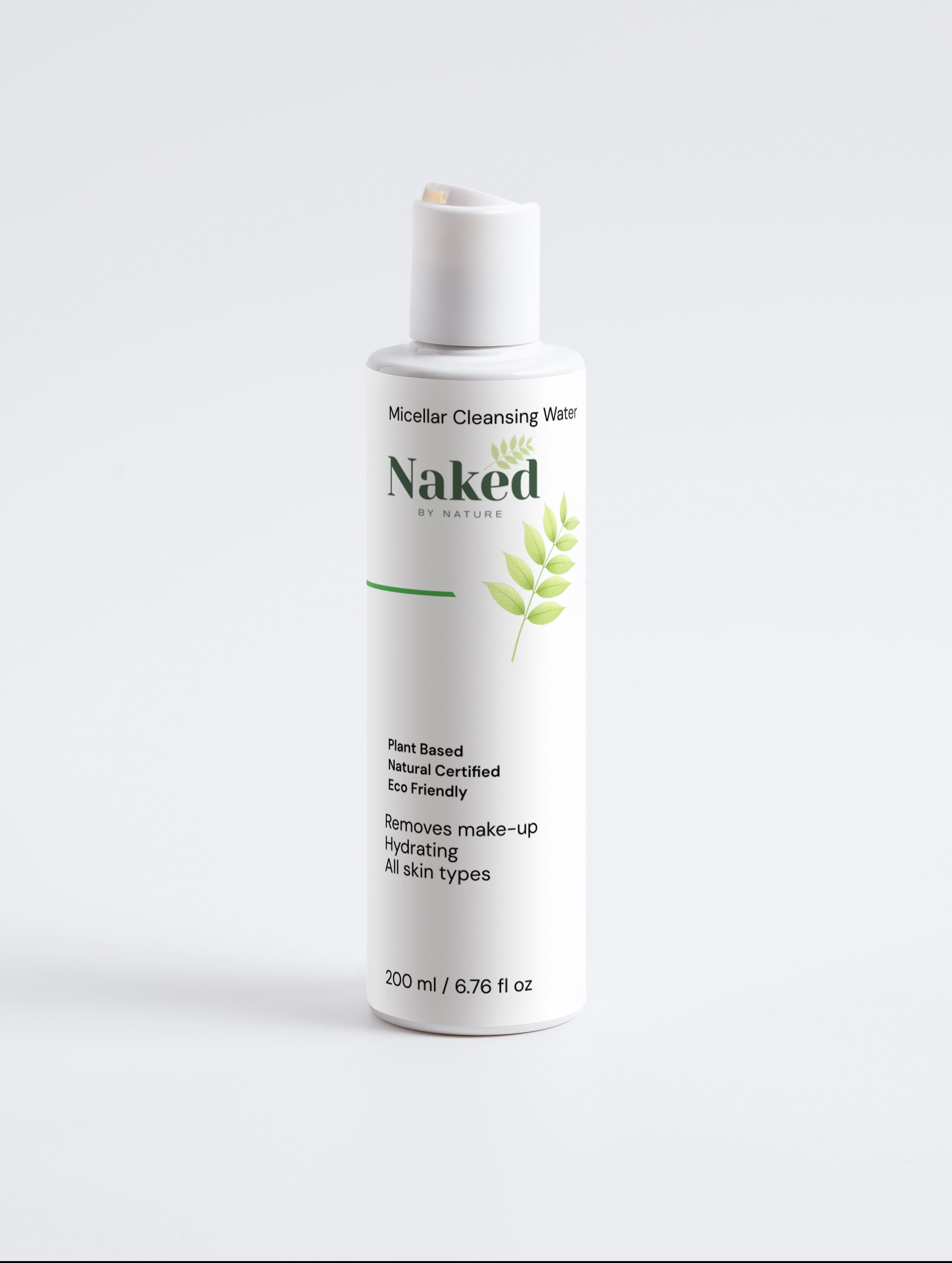 Naked by Nature Micellar Cleansing Water, plant-based, hydrating, removes makeup for all skin types