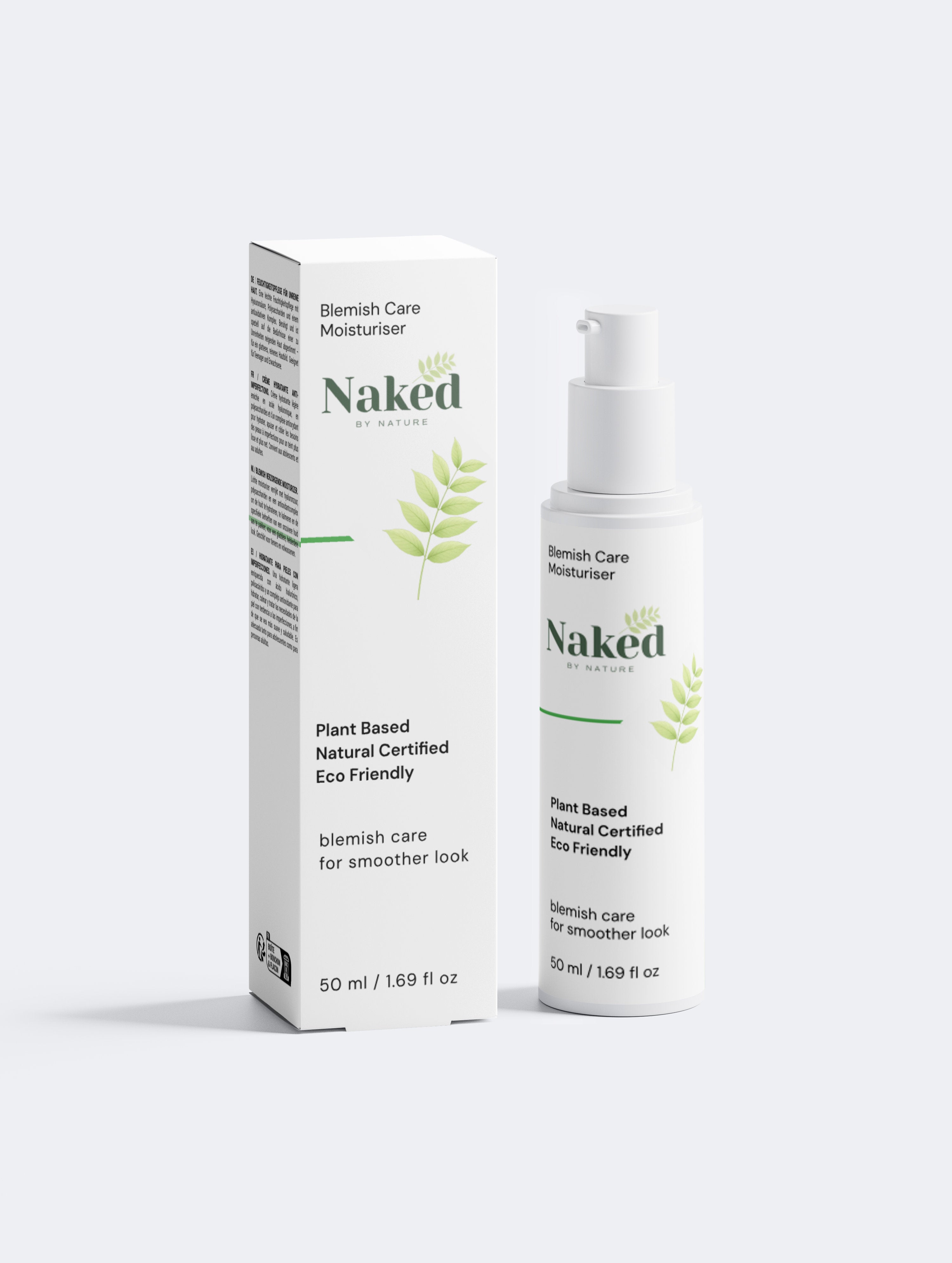 Naked by Nature Blemish Care Moisturiser, plant-based, natural certified, eco-friendly skincare for smoother look